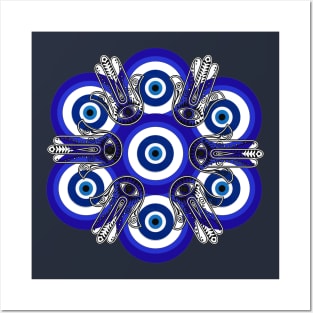 Evil Eye Hamsa Mandala Posters and Art